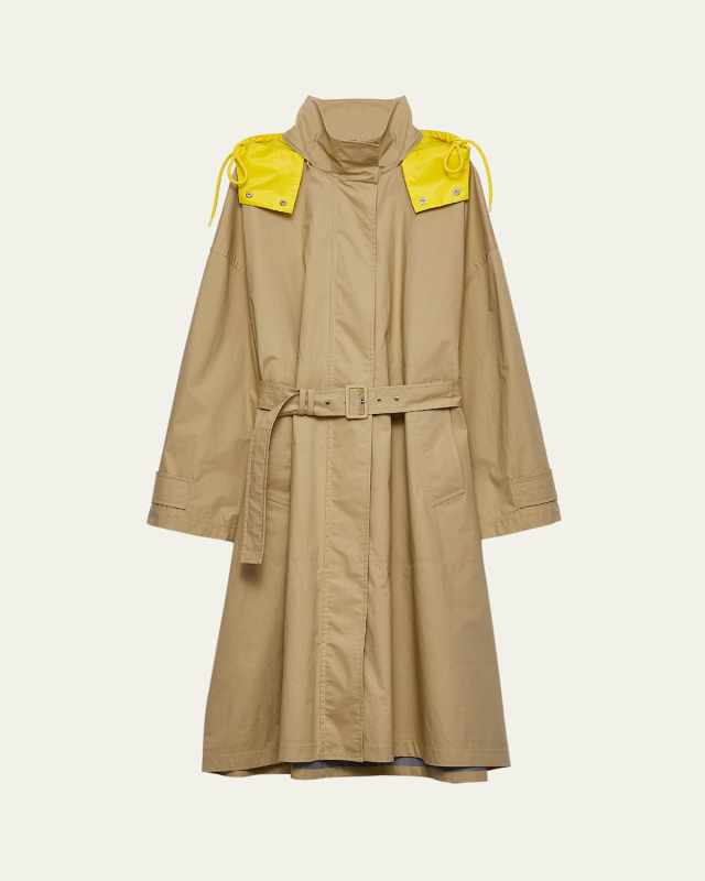 Hooded Technical Poplin Raincoat